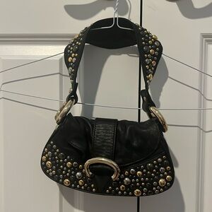 Francesco Biasia Black shoulder bag with gold silver and black studs.